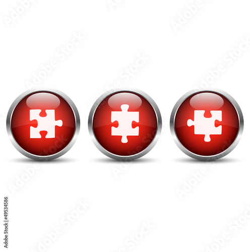 Buttonset Puzzleteile Rot