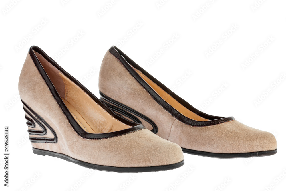 Fototapeta premium Beige suede platform shoes