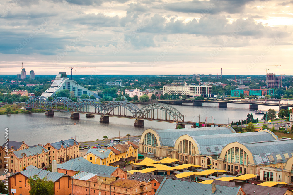 Riga, Latvia, cityscape from Latvian Academy - obrazy, fototapety, plakaty 
