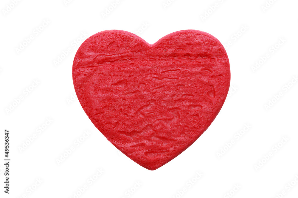 red heart shape cookie in white background
