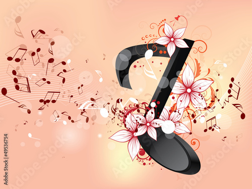 Abstract design background with colourful music notes