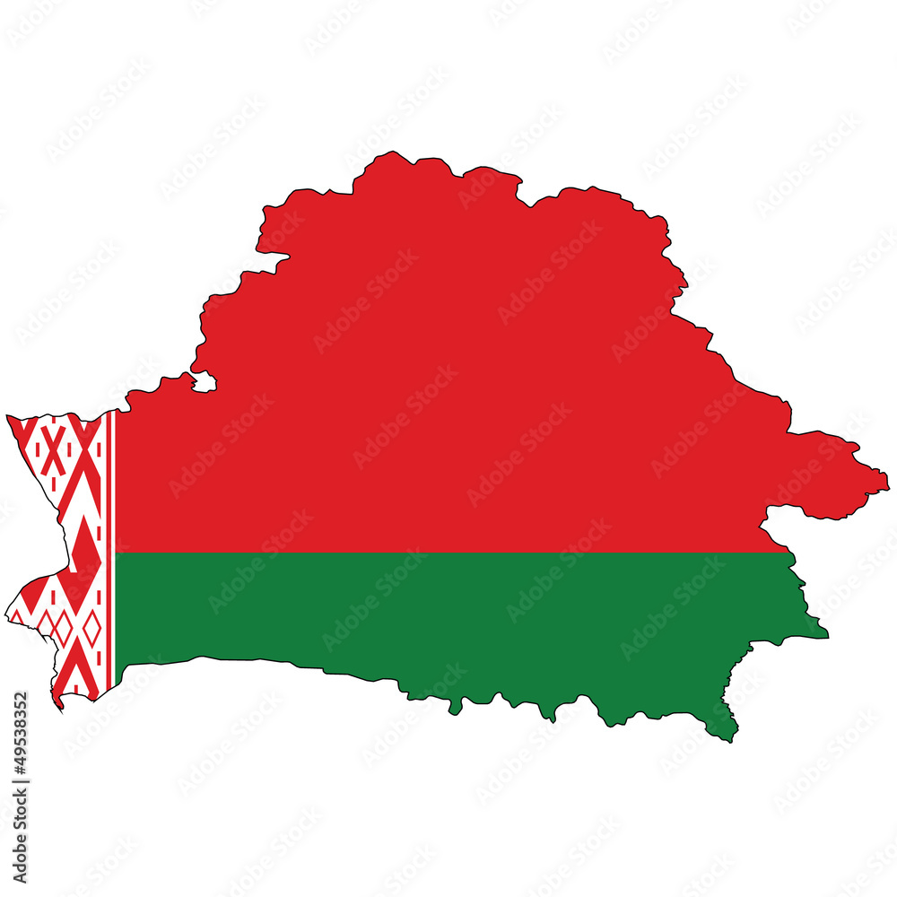 Country outline with the flag of Belarus
