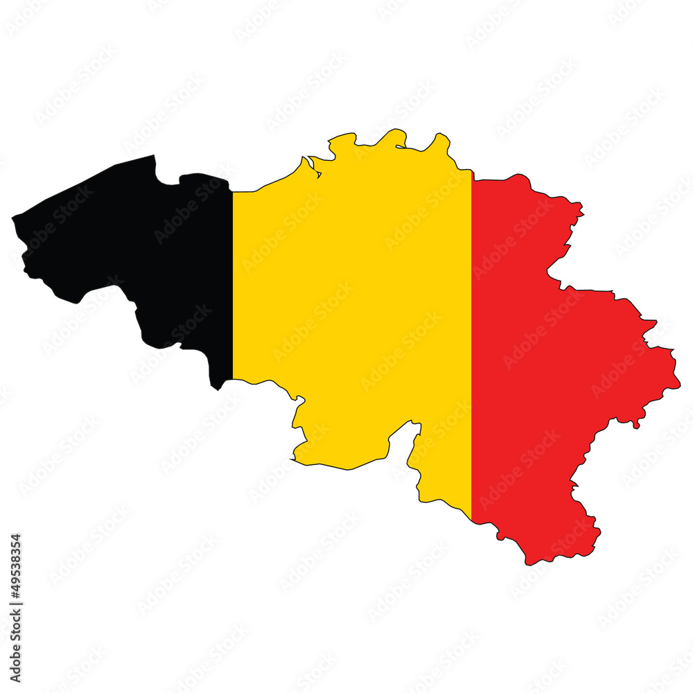 Country outline with the flag of Belgium
