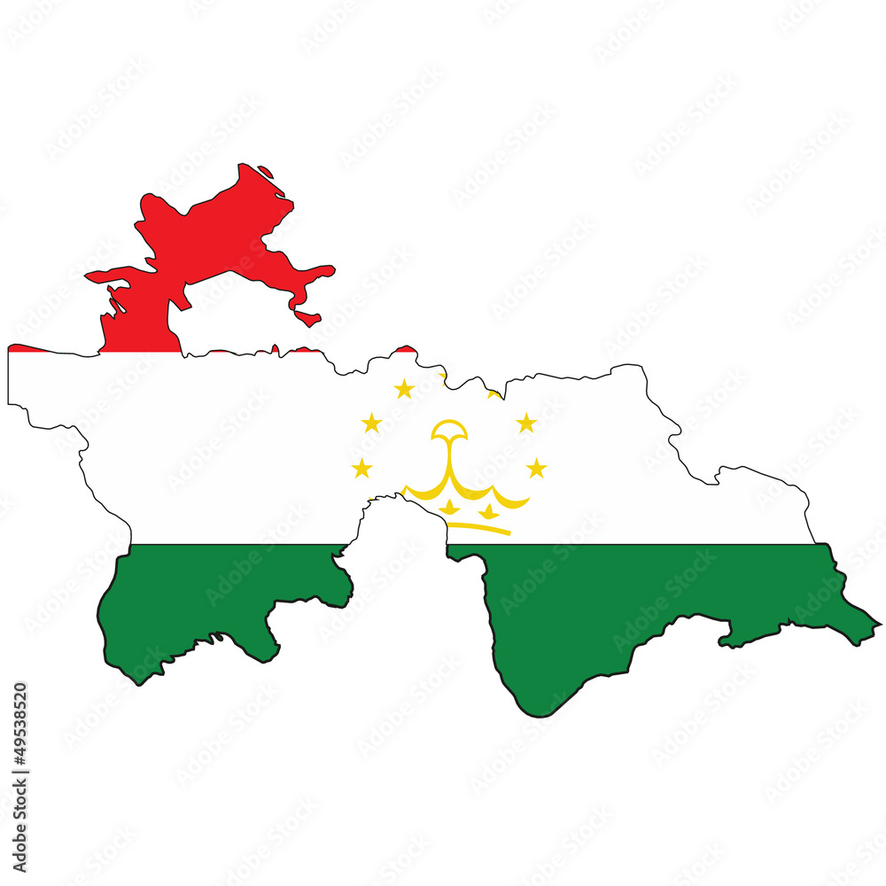 Fototapeta premium Country outline with the flag of Tajikistan