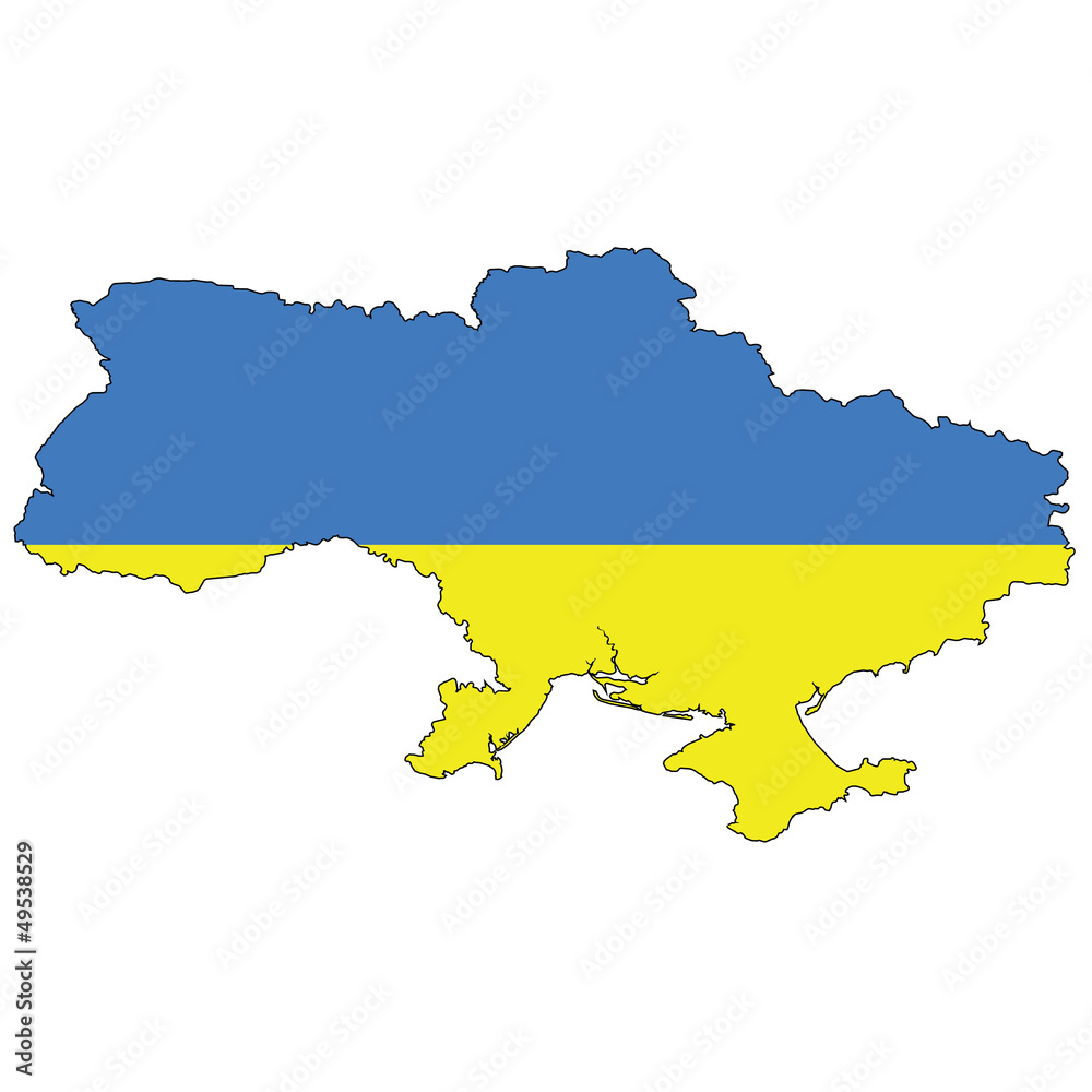 Fototapeta premium Country outline with the flag of Ukraine