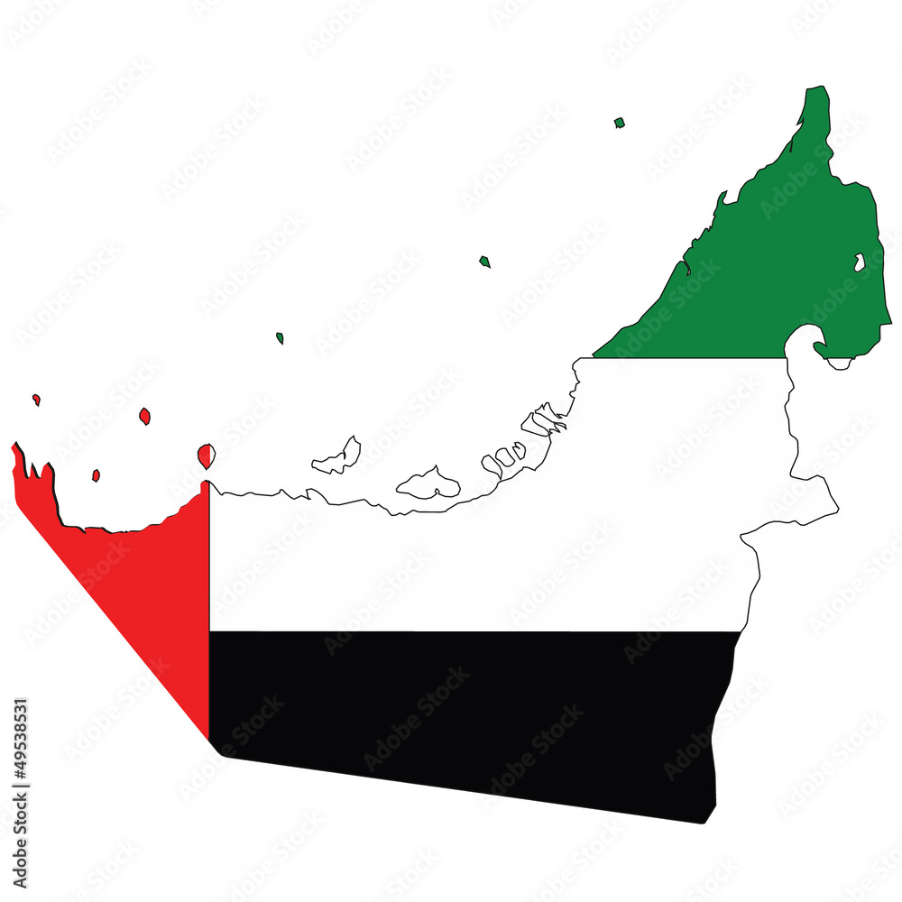 Country outline with the flag of UAE Stock Illustration | Adobe Stock