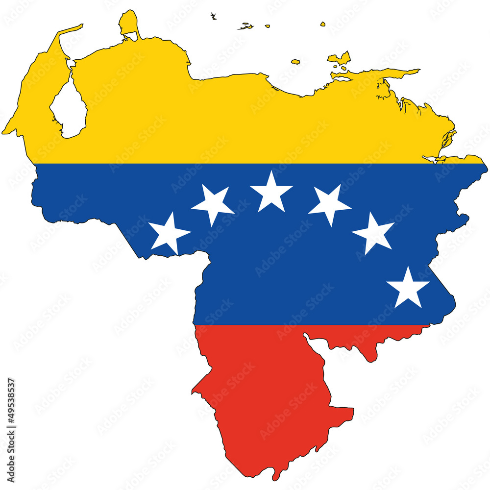 Fototapeta premium Country outline with the flag of Venezuela