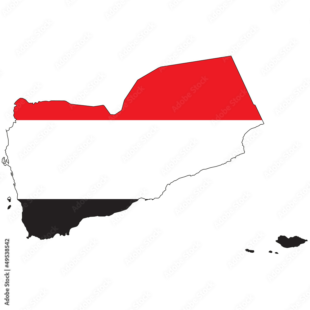 Naklejka premium Country outline with the flag of Yemen