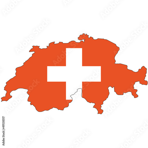Country outline with the flag of Switzerland