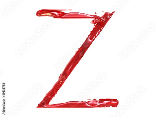 3d illustration of a red plastic letter Z on white background