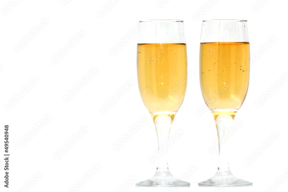 champagne glasses on a white background champagne glasses on a white background