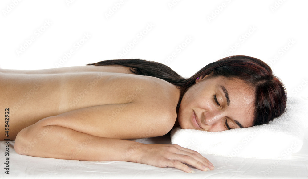 Relaxing spa therapy eyes closed young woman Relaxing spa therapy eyes closed young woman