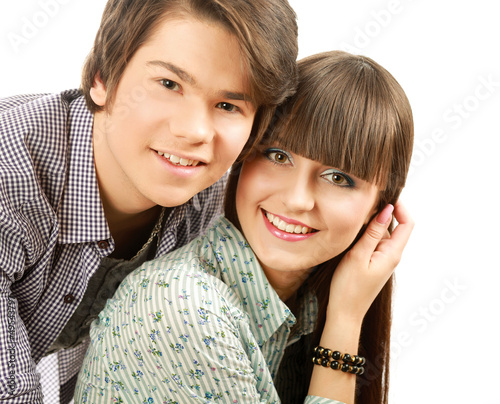 Portrait of young happy smiling couple