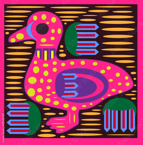 Mola Duck -textile folk art -patchwork  kuna vector