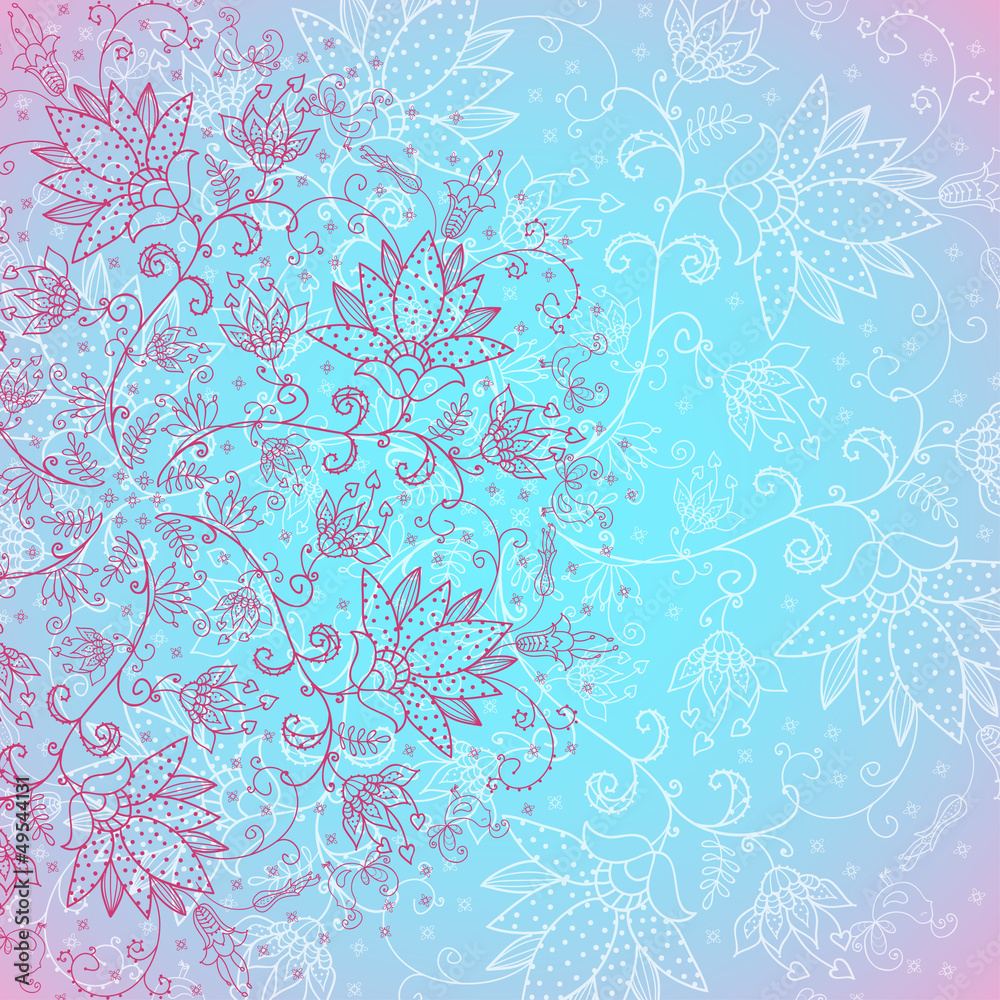 blue background for text with floral ornament