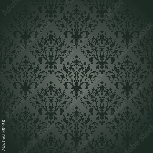 Damask seamless pattern on gradient background. Vintage design