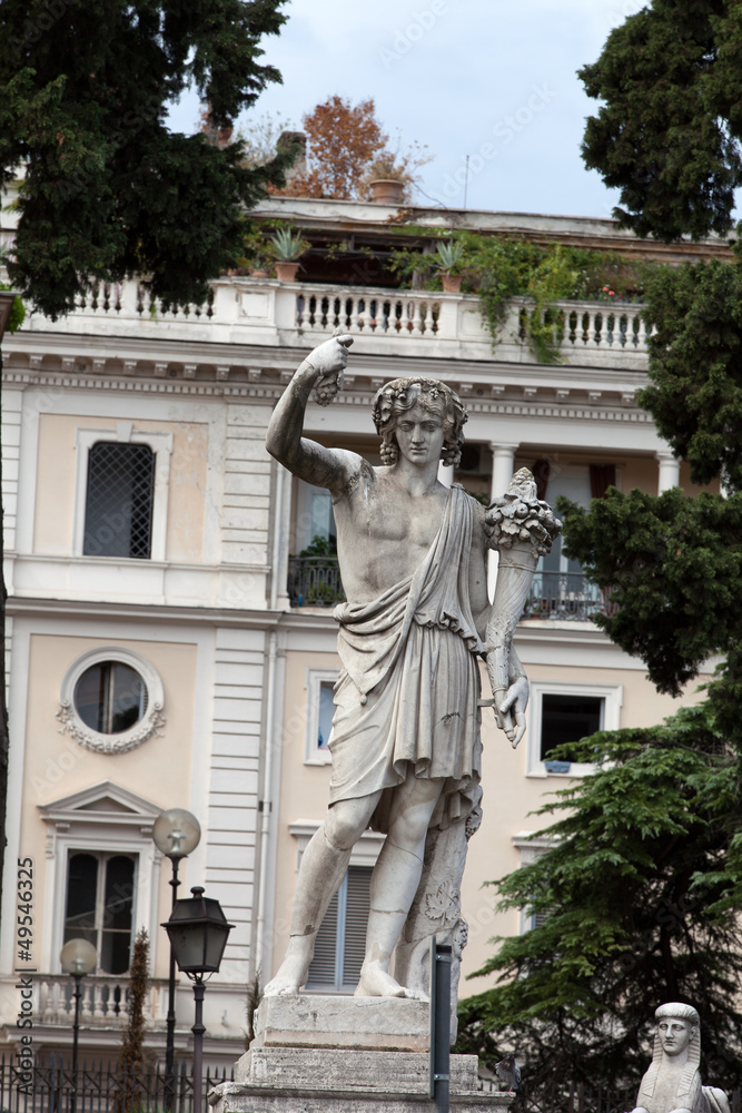 Rome - sculpture and fountain of Piazza del Popolo