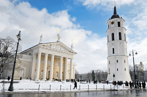 Vilnius cathedral and belfry in winter