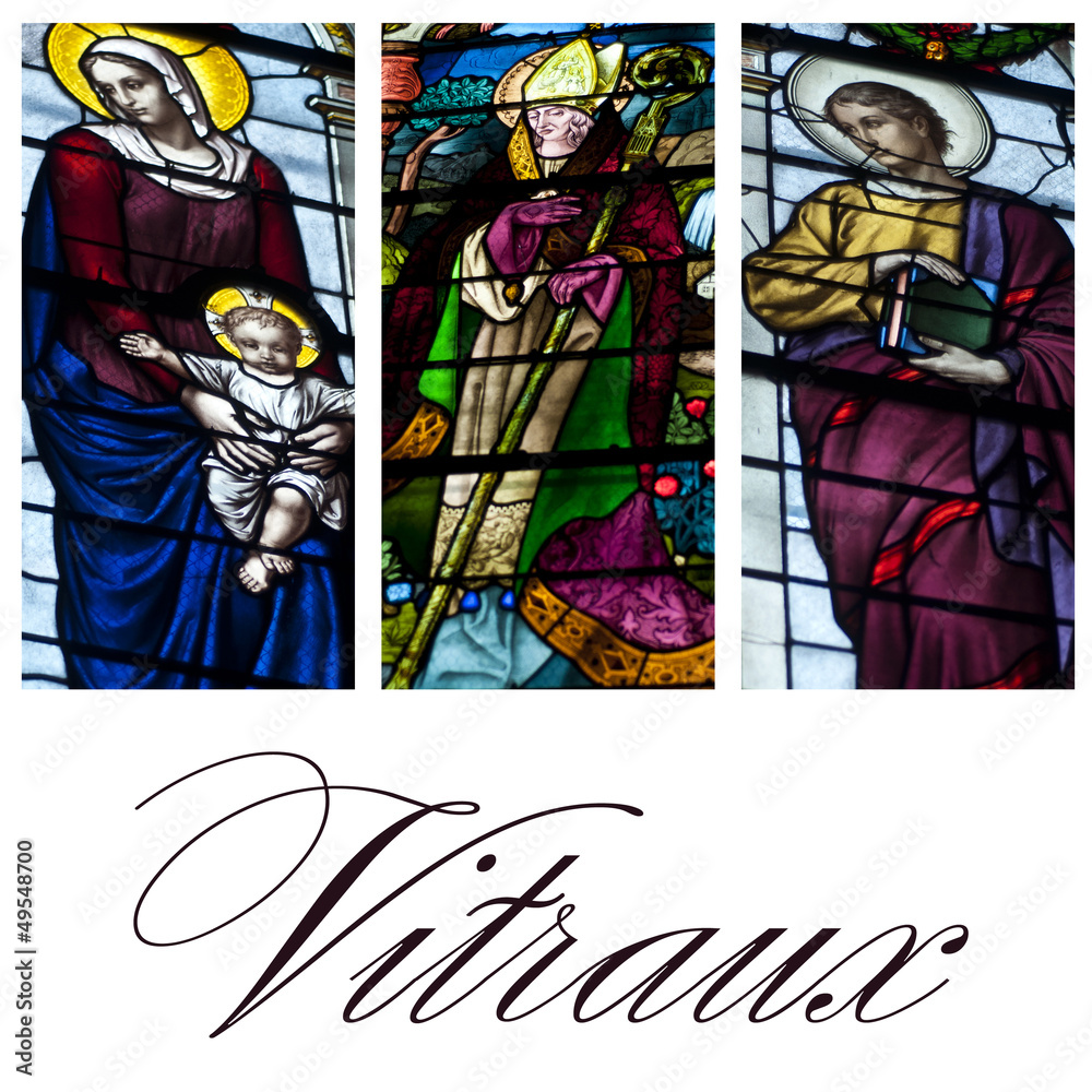 Obraz premium composition vitraux cathédrale Notre-Dame à Tulle