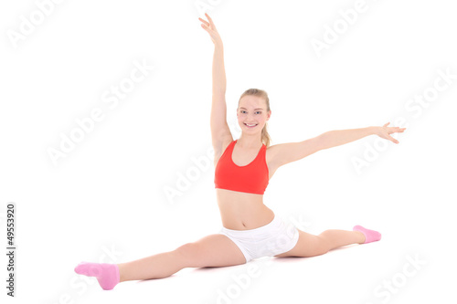 young fitness woman doing stretching exercise
