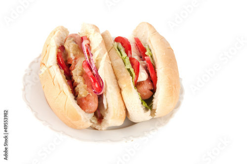 hot dog on a plate