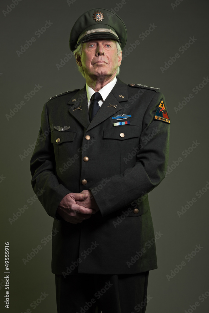 US military general in uniform. Studio portrait.