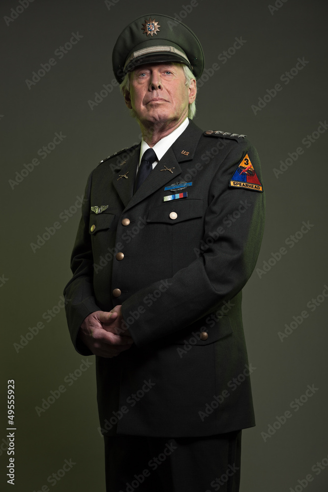 US military general in uniform. Studio portrait.