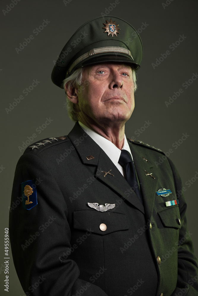 US military general in uniform. Studio portrait.