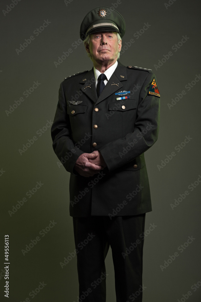 US military general in uniform. Studio portrait.