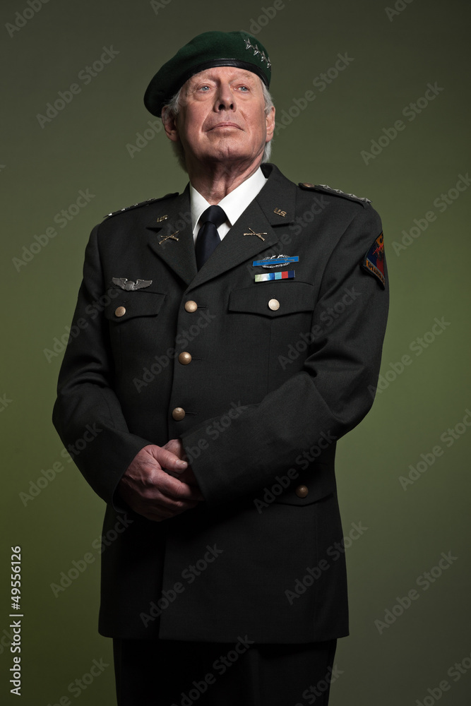 US military general in uniform. Studio portrait.