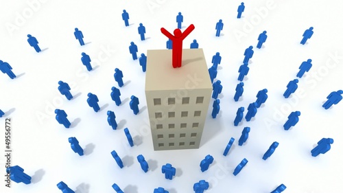 People around of the corporate building.