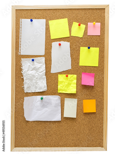office cork board with blank notes