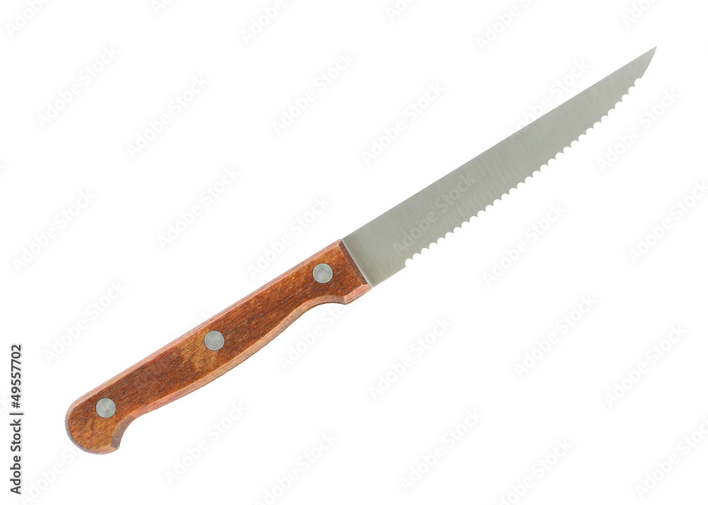 Kitchen knife blade jag on white background. Kitchen knife blade jag on white background.