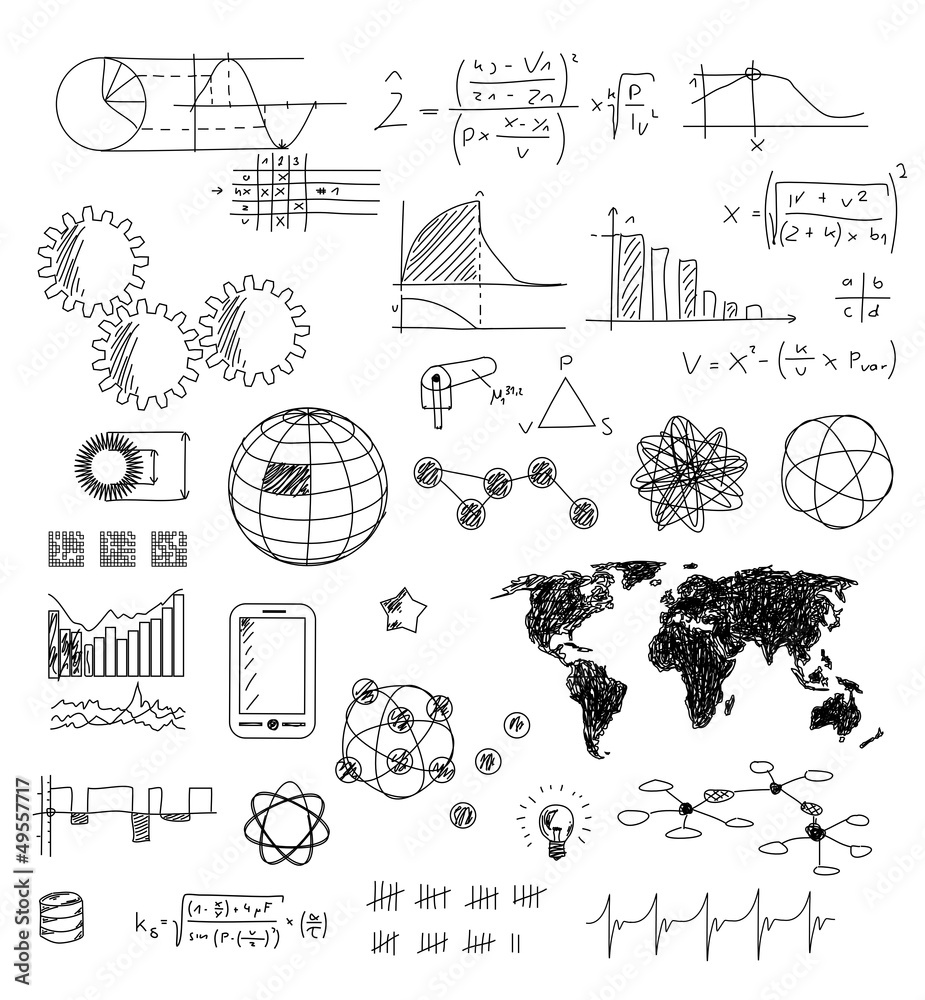 Gezeichnete Elemente - Technologie - Ideen - Lösungen