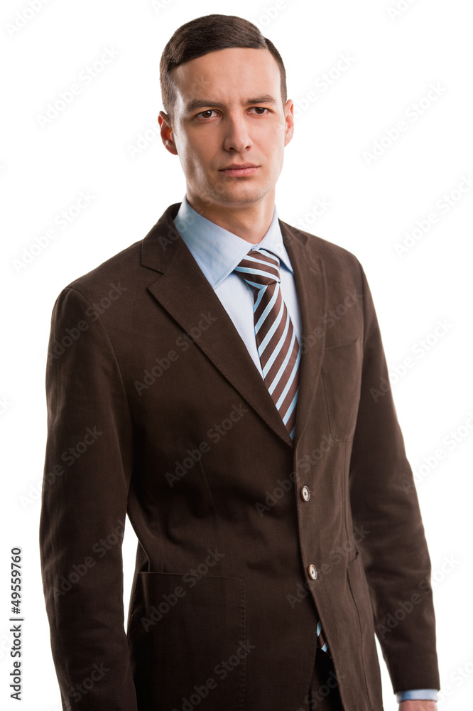 Serious executive in suit posing isolated on white background Serious executive in suit posing isolated on white background