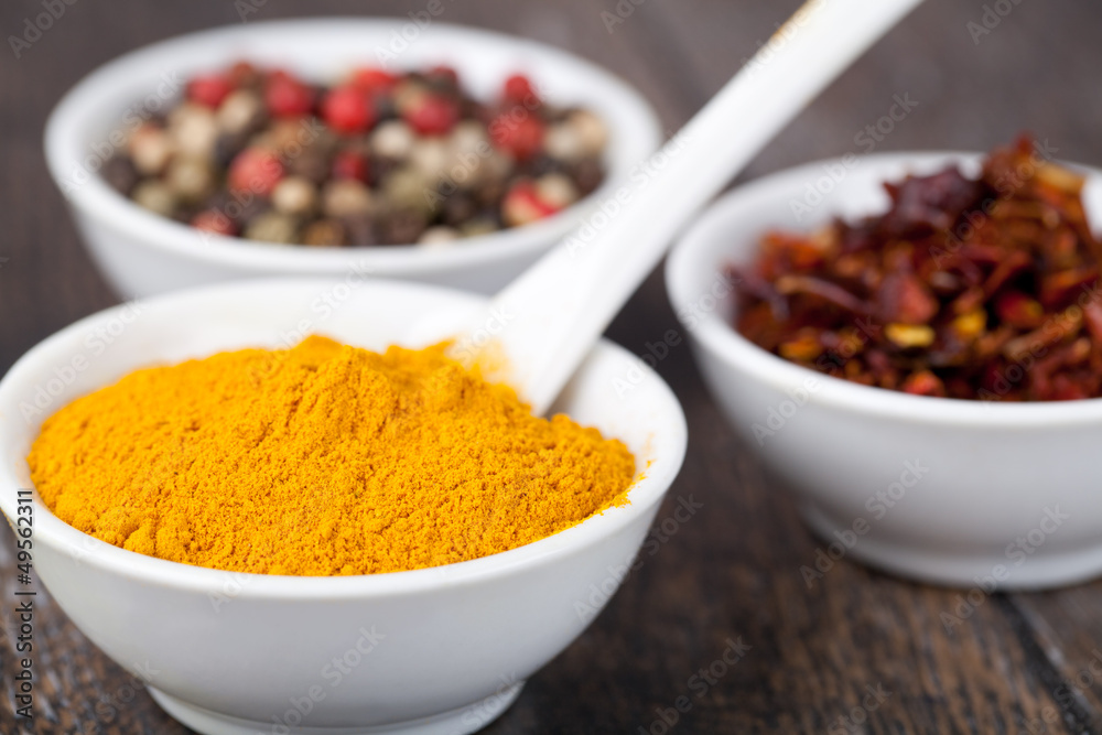 Spices Curry, Peppers Mix and paprika Spices Curry, Peppers Mix and paprika