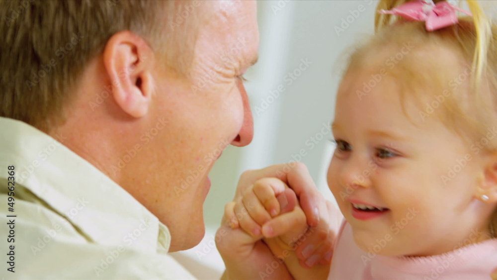Young Father Pre School Daughter Close Up Young Father Pre School Daughter Close Up
