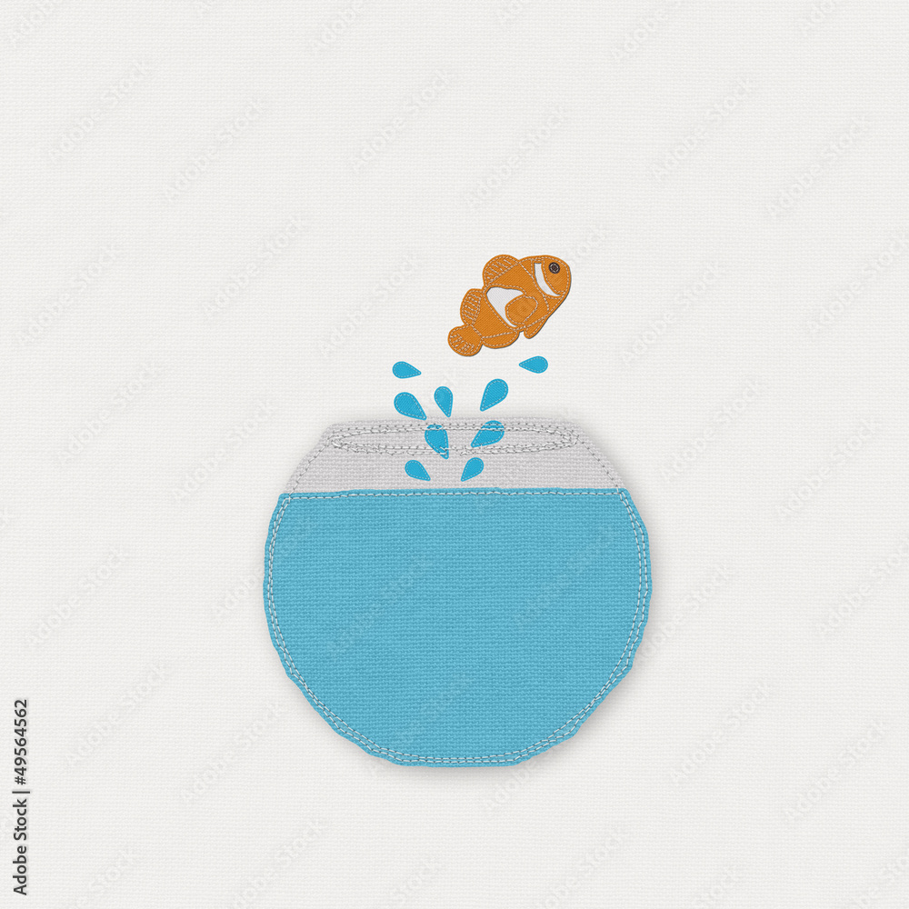 Fish leader on white background with stitch style, unique and di Fish leader on white background with stitch style, unique and di