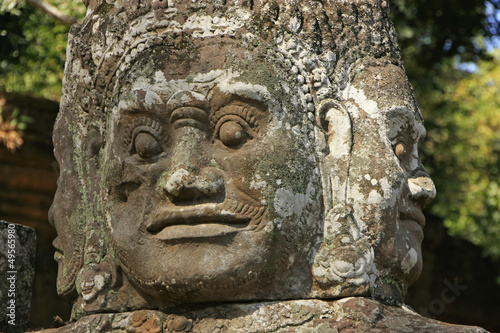 Close up of statue, Victory gate bridge, Angkor Thom,Cambodia