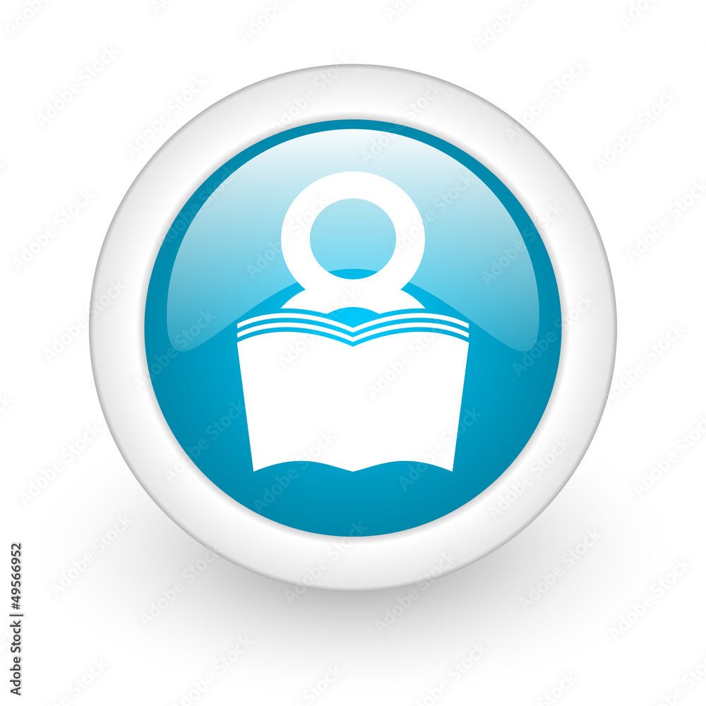 book blue circle glossy web icon on white background book blue circle glossy web icon on white background