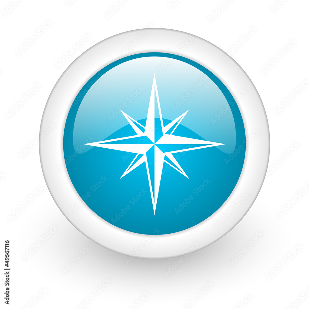 compass blue circle glossy web icon on white background compass blue circle glossy web icon on white background