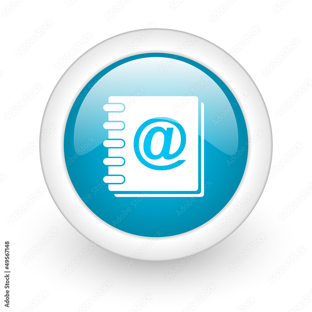 address book blue circle glossy web icon on white background address book blue circle glossy web icon on white background