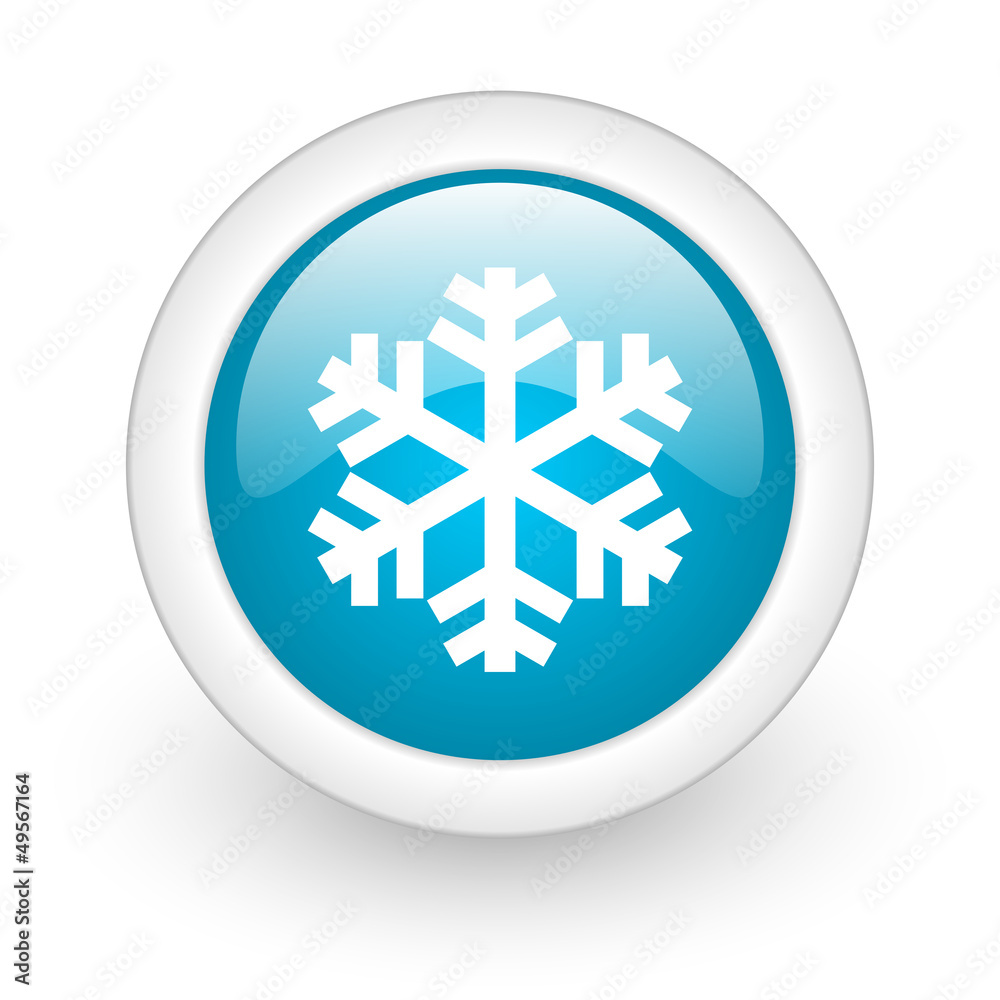 snowflake blue circle glossy web icon on white background snowflake blue circle glossy web icon on white background