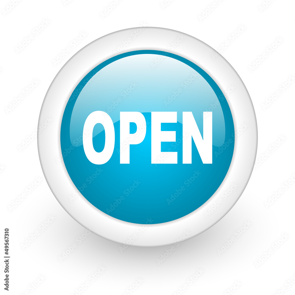 open blue circle glossy web icon on white background open blue circle glossy web icon on white background