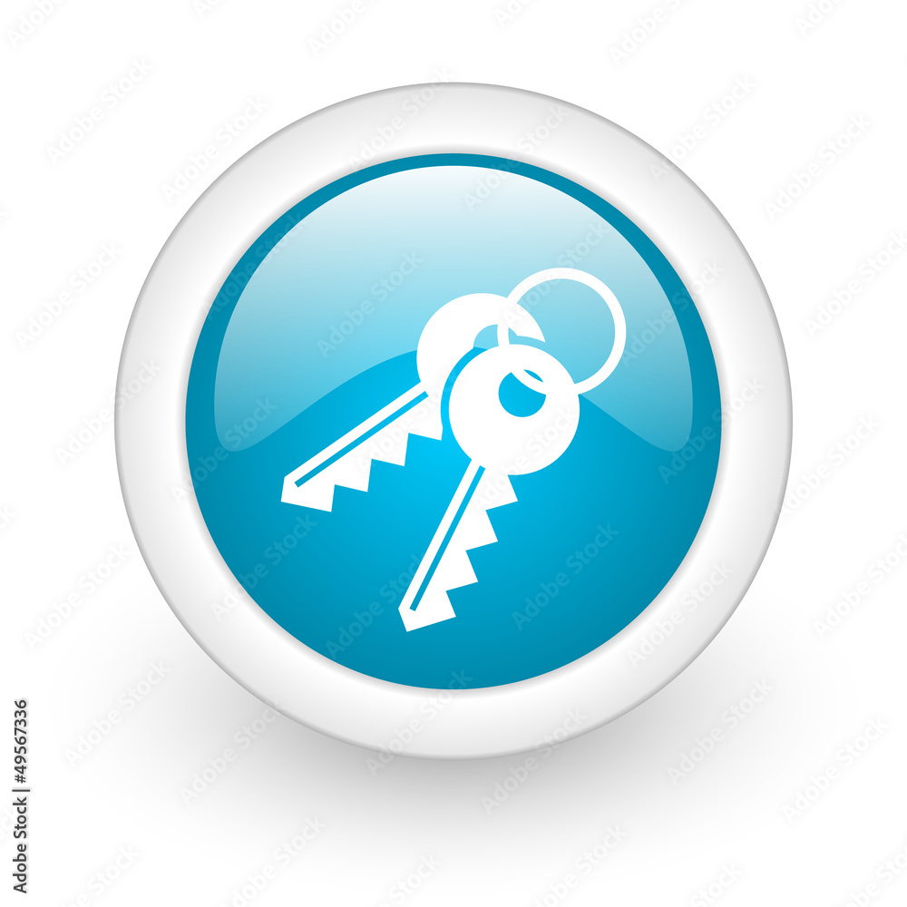 keys blue circle glossy web icon on white background keys blue circle glossy web icon on white background