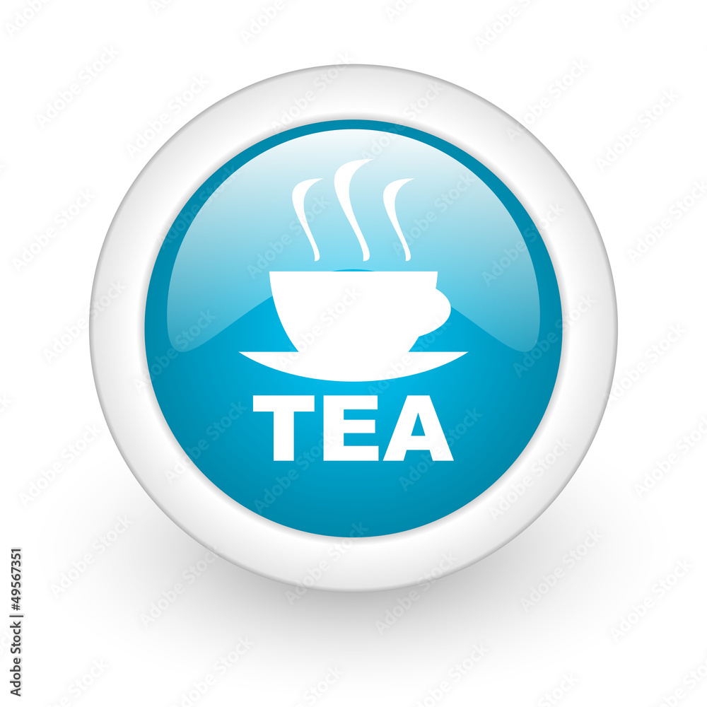 tea blue circle glossy web icon on white background