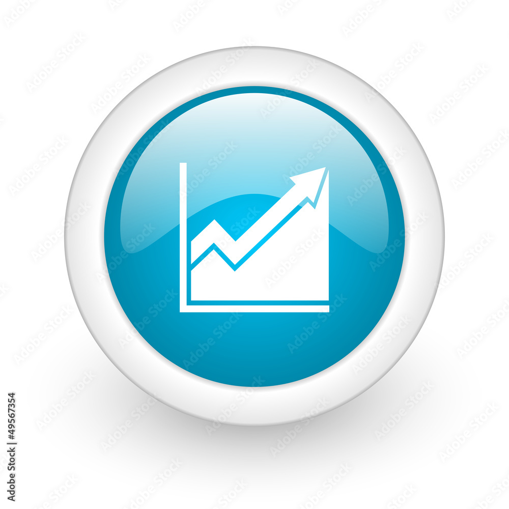 histogram blue circle glossy web icon on white background histogram blue circle glossy web icon on white background