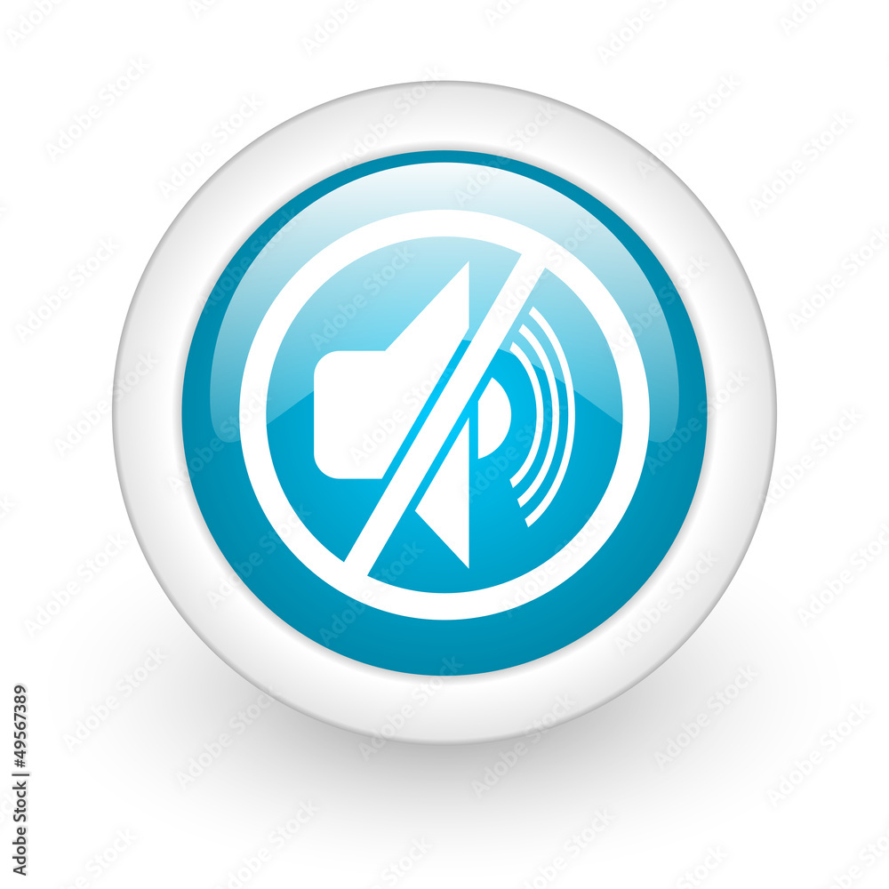 mute blue circle glossy web icon on white background mute blue circle glossy web icon on white background