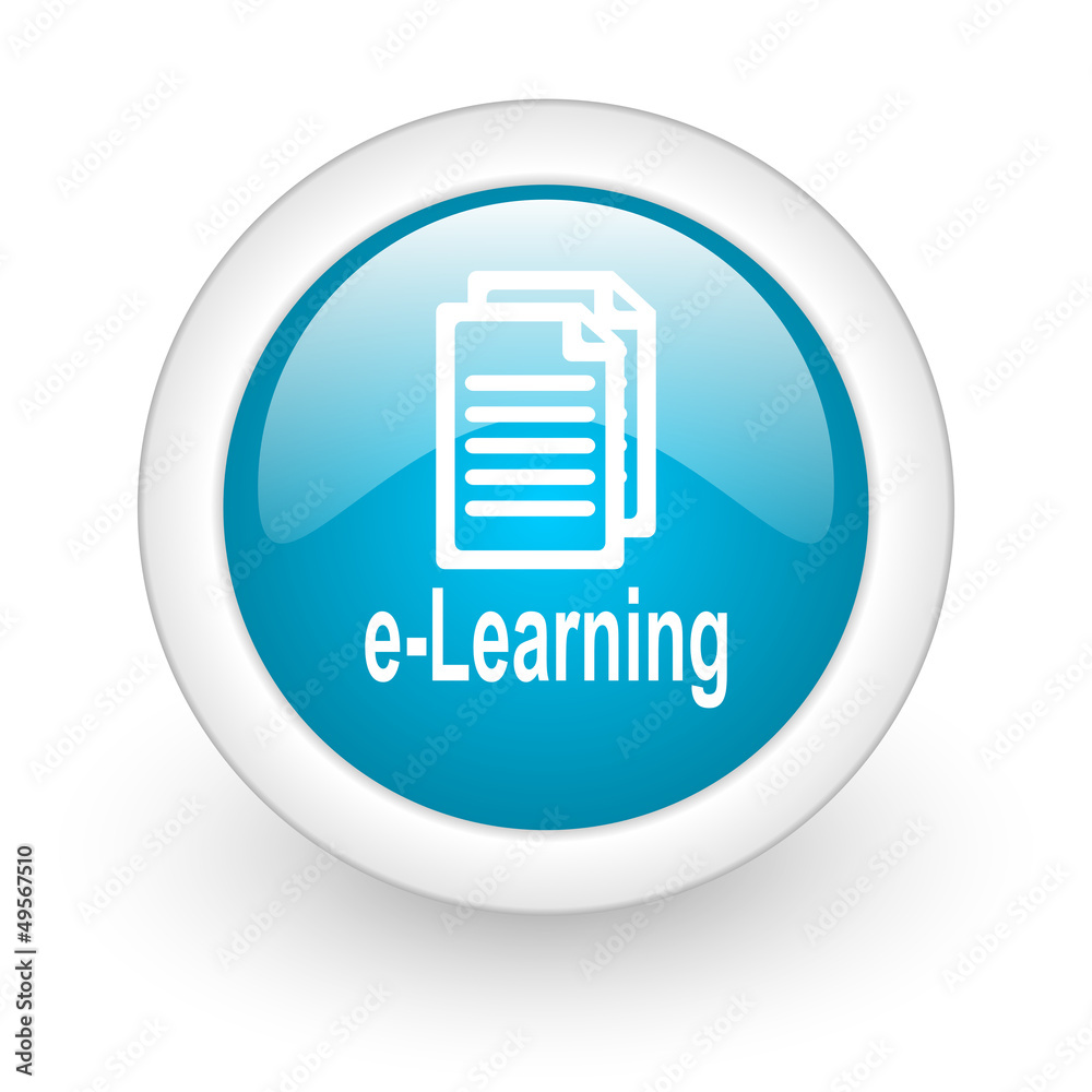 e-learning blue circle glossy web icon on white background e-learning blue circle glossy web icon on white background