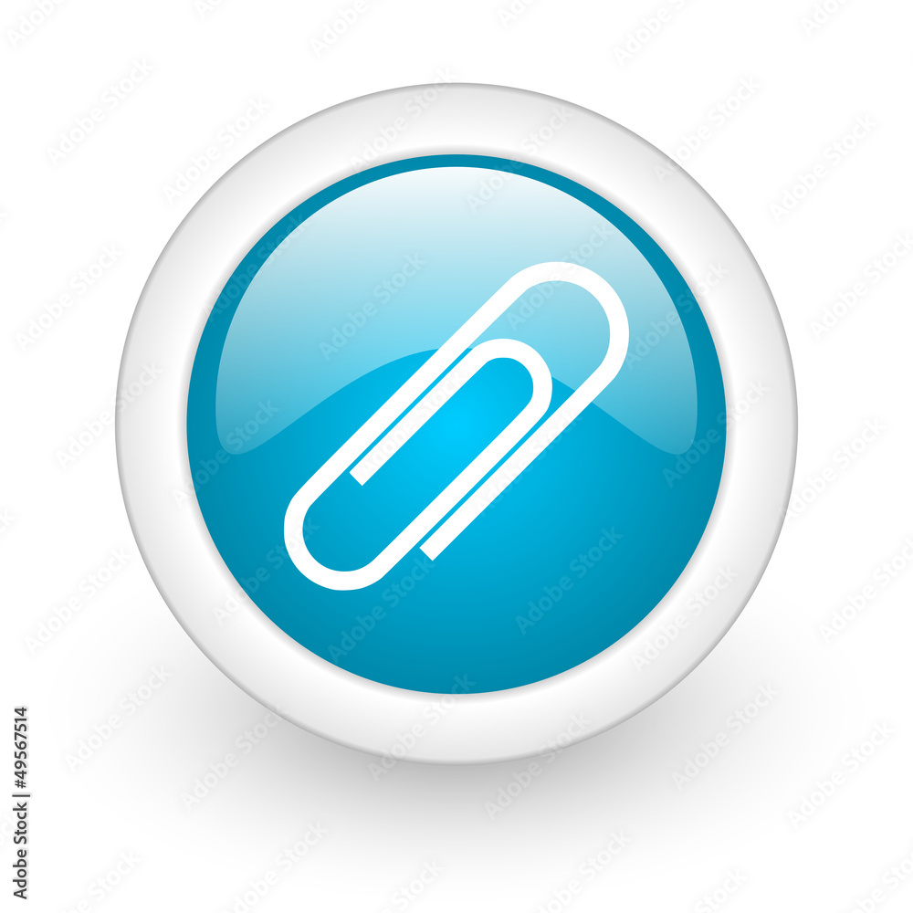 paper clip blue circle glossy web icon on white background paper clip blue circle glossy web icon on white background